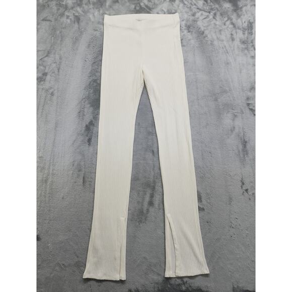 REVOLVE Weekend Stories Allister Rib Pant Womens L Cream Pull On Split Hems Luxe - Picture 1 of 12